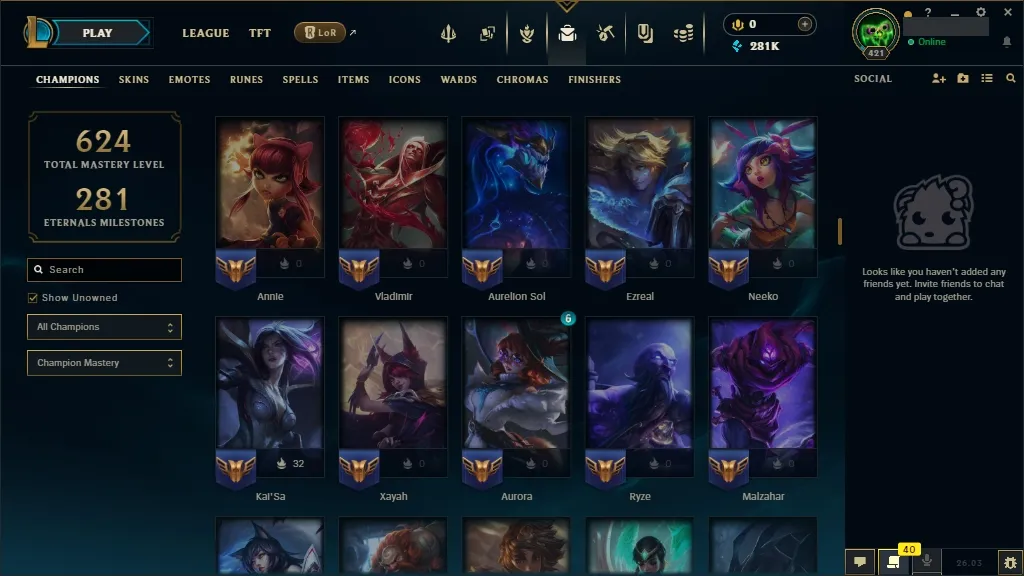 [NA] 欄 ALL Champions 易 67 Skins ✨ Level 421 ️ 281554 BE   Delivery in Minutes | League Account with Skins