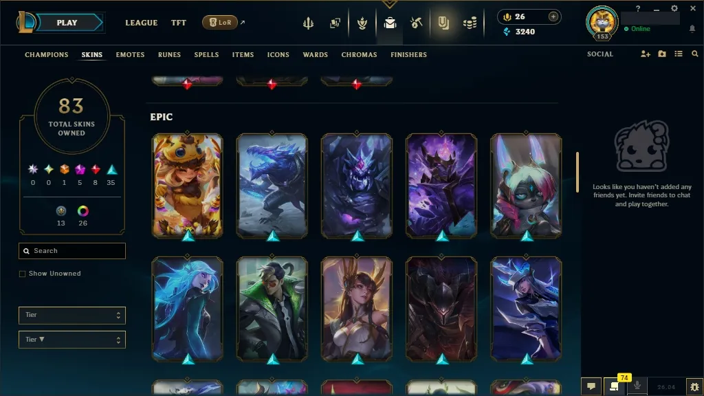 [🇪🇺 EUW] ⭐🌈 +380K MAIN AATROX 🎃🕹️ PRIMORDIAN / PRESTIGE BLOOD MOON AATROX 🍭👑 PRESTIGE ETERNAL ASPECT ZOE 🐸🏆 RISEN LEGEND LEBLANC/VAYNE 🐸🎐 148 Champions 🐸🪐 83 Skins 🌺⚡ Level 153 🧧📀 3240 BE 🌺🧧 26 RP 🌸🌈 Fast Delivery 🧿🎭 LoL Acc
