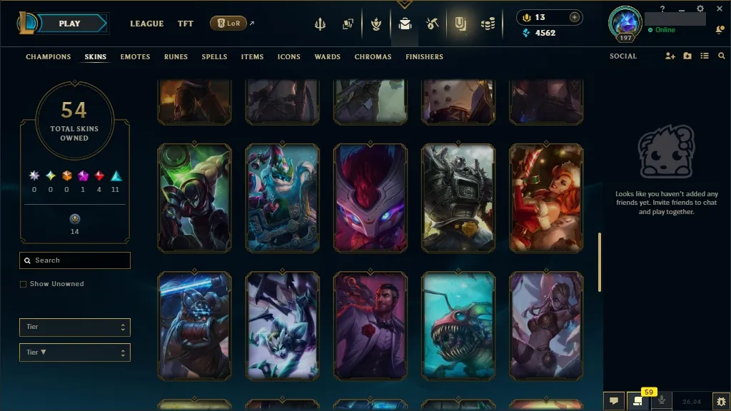 [EUW]  146 Champions  54 Skins  Level 197 ️ 4562 BE  13 RP   Fast Delivery | LoL Account for Sale
