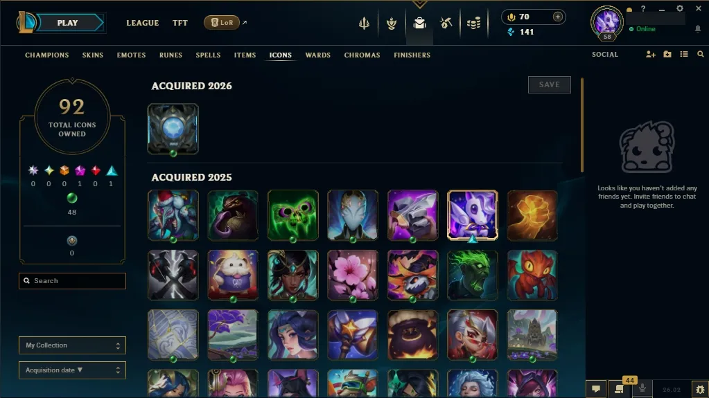 [EUNE] 🌟 Risen Legend Vayne 🔥 Prestige K/DA Kai'sa ⚡ T1 Jinx✔️ 112 Champions 🧠 29 Skins 💅 Level 58 🏅 141 BE 🔷 70 RP 🔰 🚀 Free Delivery | LoL Account for Sale