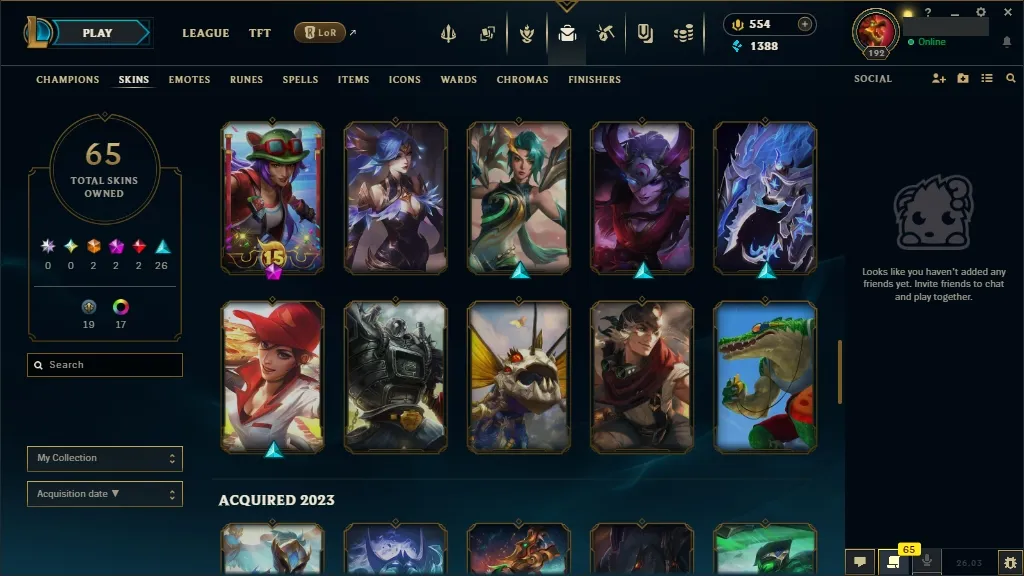 [EUW] 欄 168 Champions ️ 65 Skins  Level 192  1388 BE  554 RP   Fast Delivery | League of Legends Account