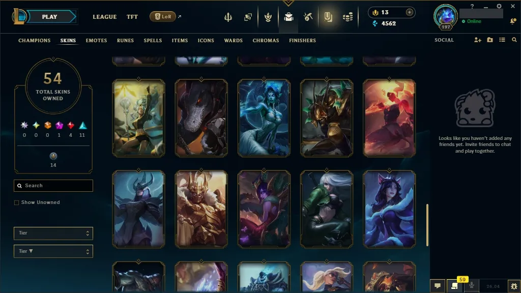 [EUW]  146 Champions  54 Skins  Level 197 ️ 4562 BE  13 RP   Fast Delivery | LoL Account for Sale