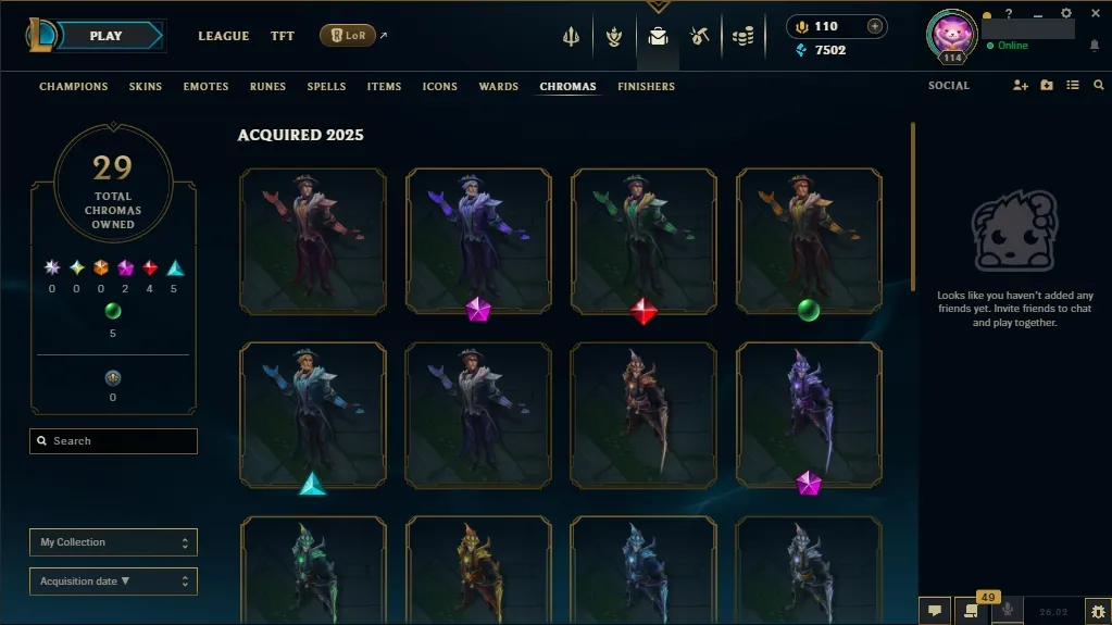 [EUW]  66 Champions  24 Skins  Level 114  7502 BE  110 RP   Delivery in Minutes | League Account with Skins