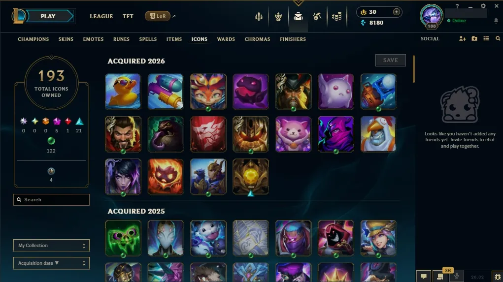 [NA]  All Champions  70 Skins  Level 188 ️ 8180 BE  30 RP   Quick Delivery | Ranked LoL Account