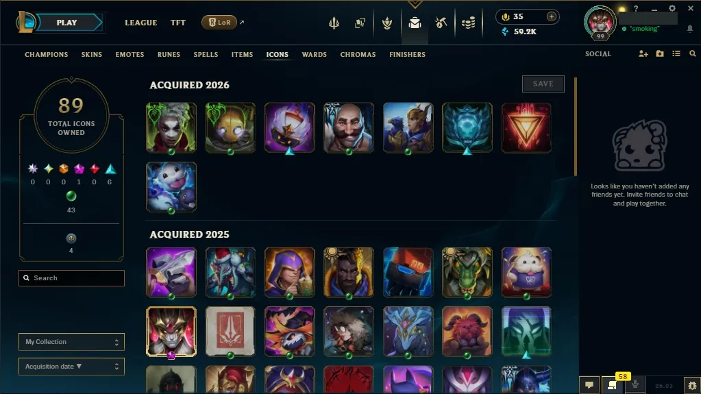 [EUW] 欄 96 Champions 易 46 Skins  Level 99  59293 BE  35 RP  ⚡ Quick Delivery | LoL Account for Sale