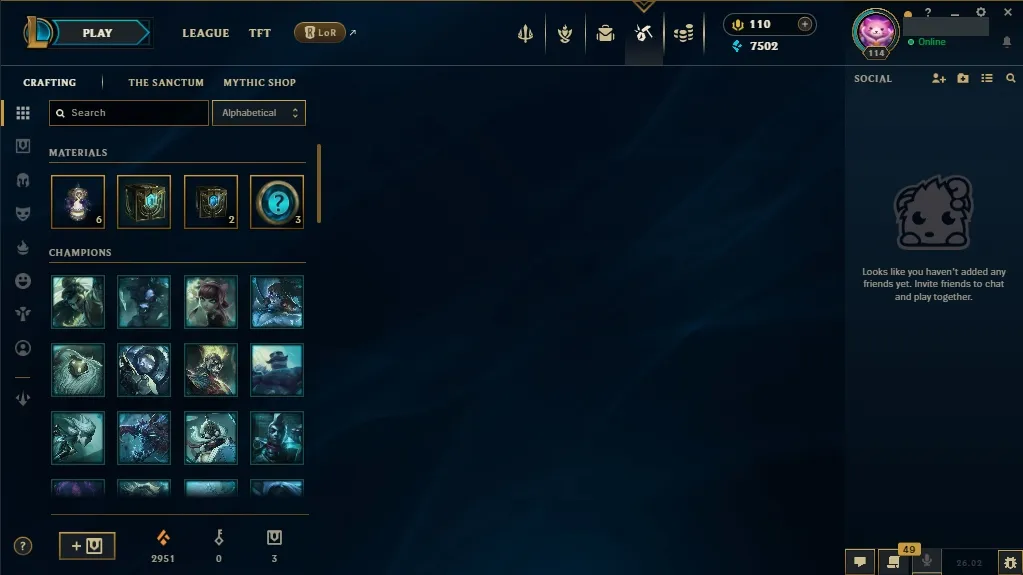 [EUW]  66 Champions  24 Skins  Level 114  7502 BE  110 RP   Delivery in Minutes | League Account with Skins