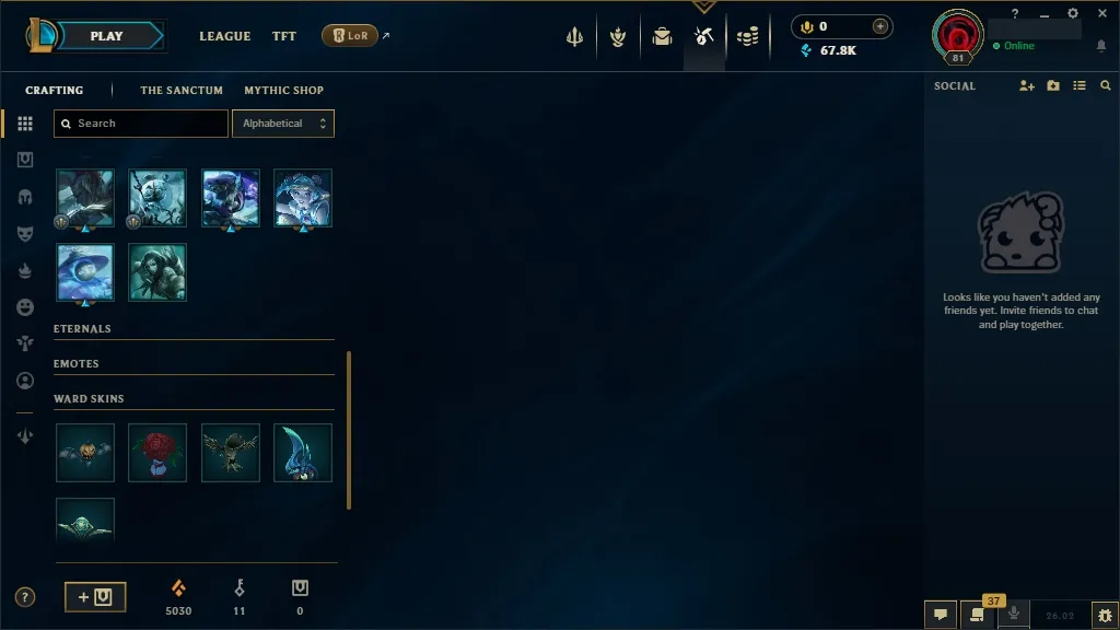 [EUW] ☑️ 94 Champions  13 Skins ✨ Level 81 ⭐ 67886 BE   Instant Delivery | League of Legends Account