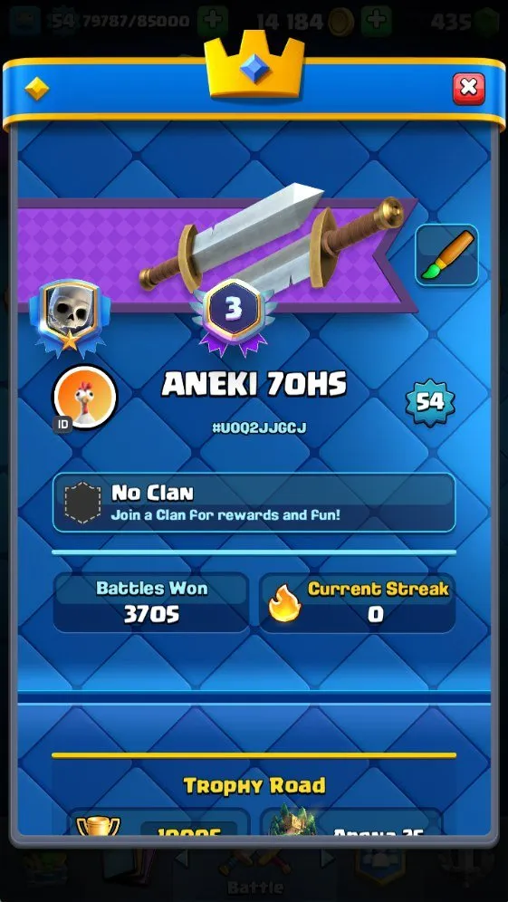 CR575 10k trophies lvl 54 maxed collection 121/121 cards 6 lvl 15 11 lvl 14 19 legendary 10 evolutions 66 emotes tower skins banner decorations