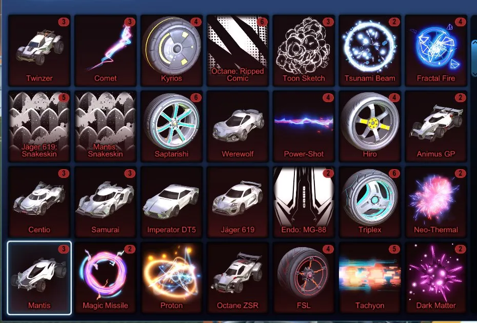 STOCK482 //Fennec, 66 Car Bodies (Purple/Grey Hotshot, Burnt Sienna/Forest Green/Orange/Purple/Pink/Sky Blue X-Devil, Burnt Sienna Paladin, Purple Merc/Road Hog, Pink Road Hog), 46 Black Markets