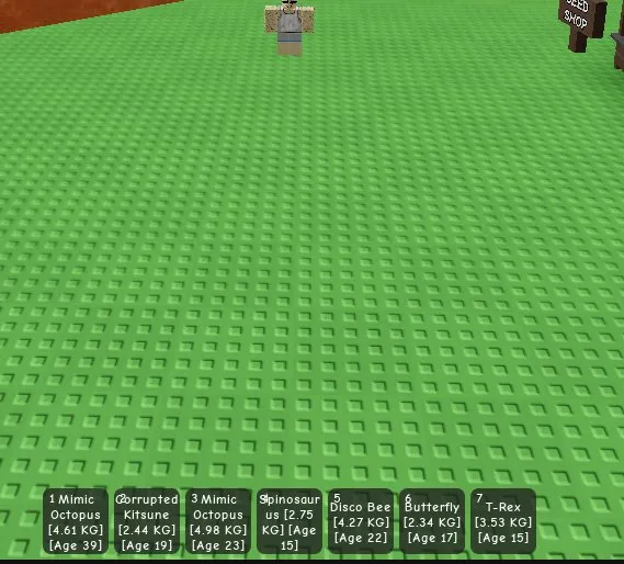 RBL3042 4 Candy Blossom Trees, 4 Candy Blossom Seeds, 11.4T Fruit Value, Mimic Octopus, Corrupted Kitsune, Spinosaur, Disco Bee, Butterfly, T-Rex, Moon Cat, Echo Frog, 7 Pet Slots (G)