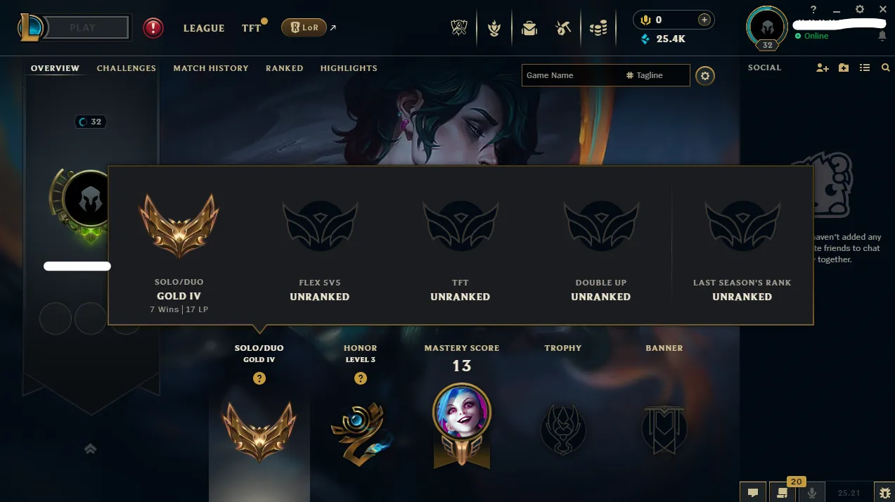 EUW ∙ Gold IV ⚡ 58% Win Rate 🔥 +38 LP Gain 💎 25K BE ⭐ 38 Champions ✅ Full Access 🚀 Instant Delivery