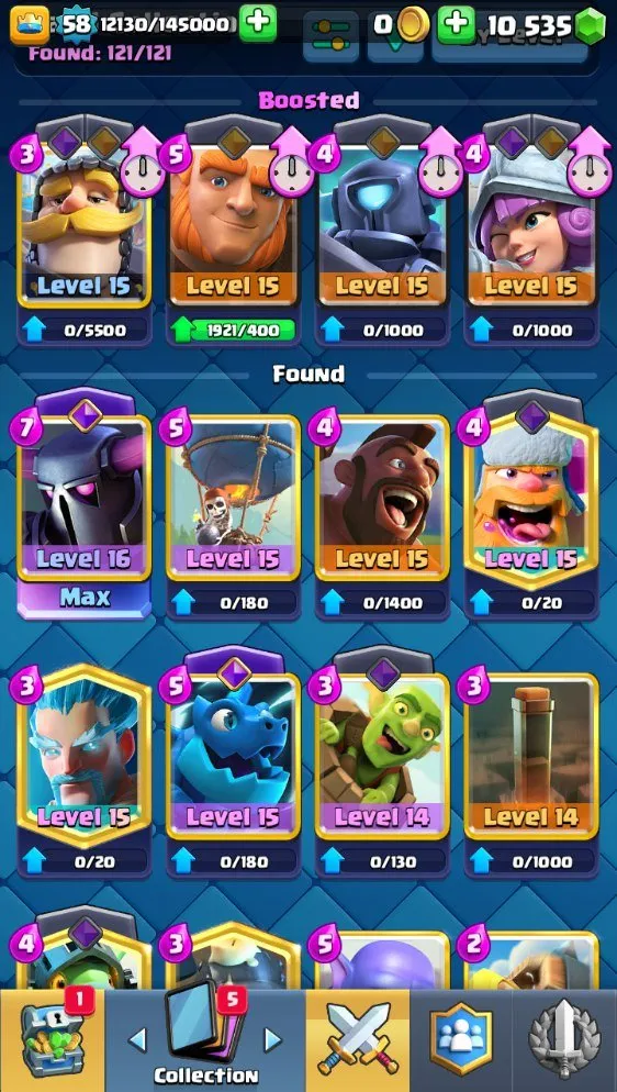 CR721 10k Trophies Level 58 Pekka Mega Knight Electro Wizard Royal Ghost Balloon Hog Rider Max Level 16 Pekka Six Level