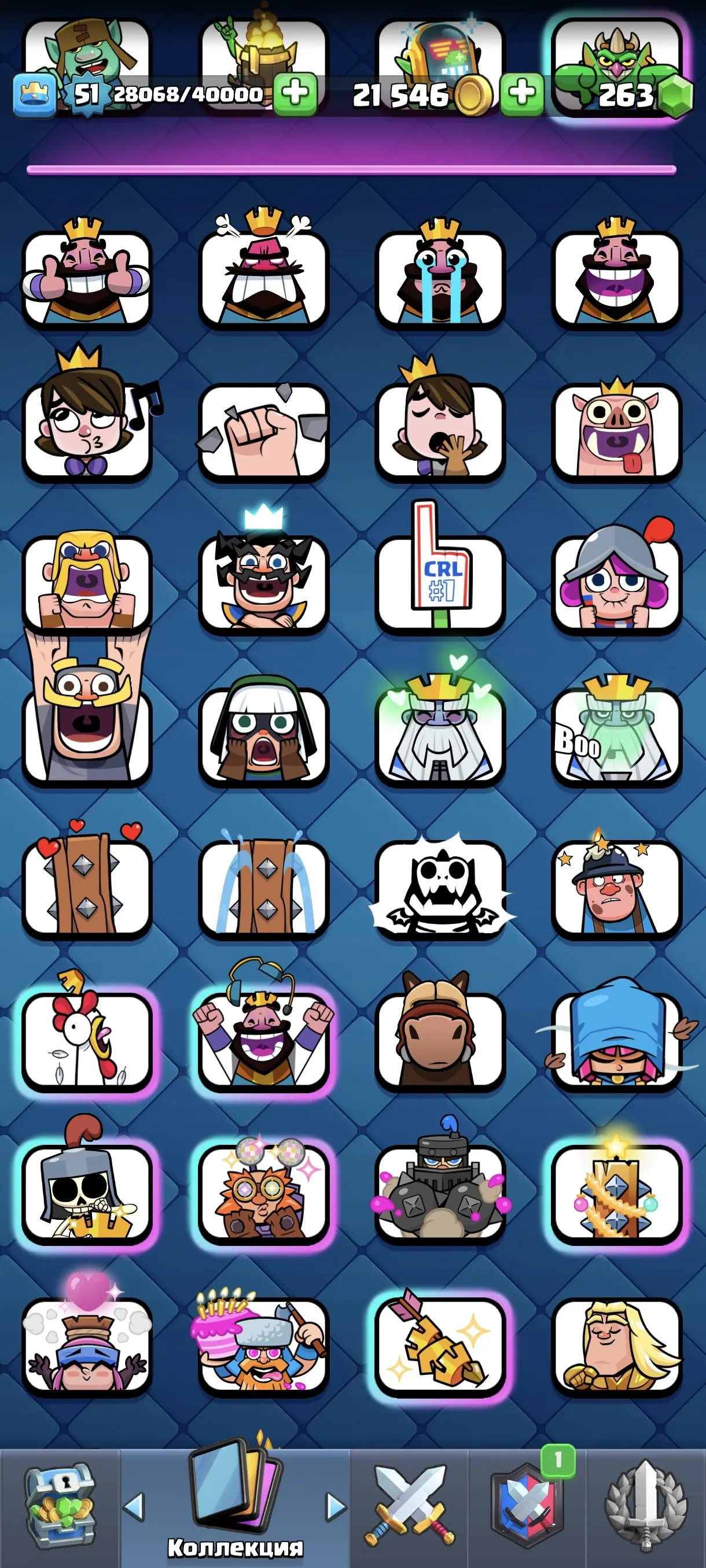 CR599 10k trophies 8 evolutions 7x3 wild cards 5/6 evolution shards 5 tower skins 65 emotes 5 level 15 cards 21 legendary cards arena 25 level 51