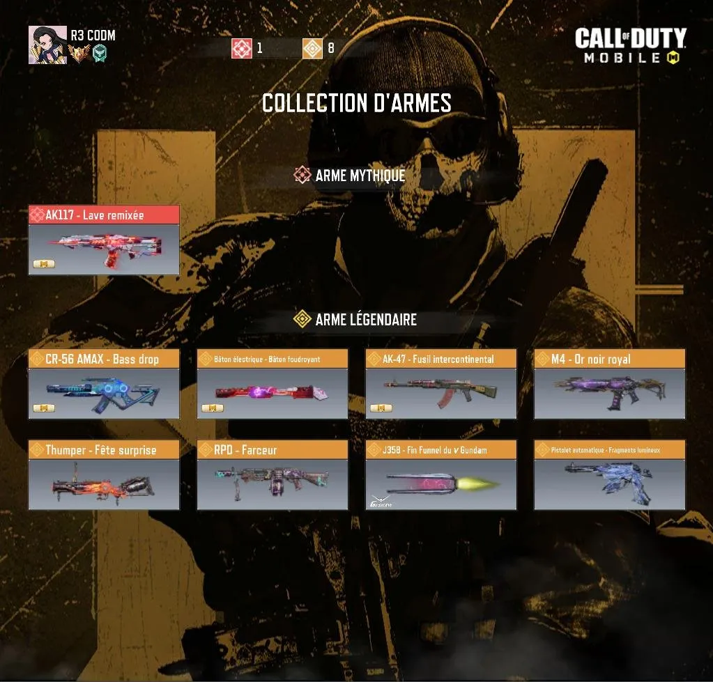 CODM49 Mythic AK117 Lava Remix, 8 Legendary Guns, 271 Epic Guns, 121 Epic Characters, Huge Vehicle Collection