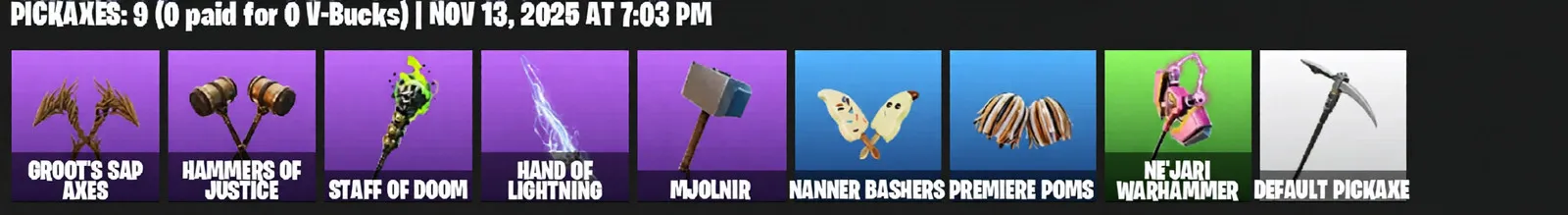 F1362 Mandalorian + Marvel Legends Skins Bundle (Mandalorian, Doctor Doom, Thor, Jennifer Walters, Wolverine, Mystique, Groot, Reese, Storm) With Rare Gliders And Emotes