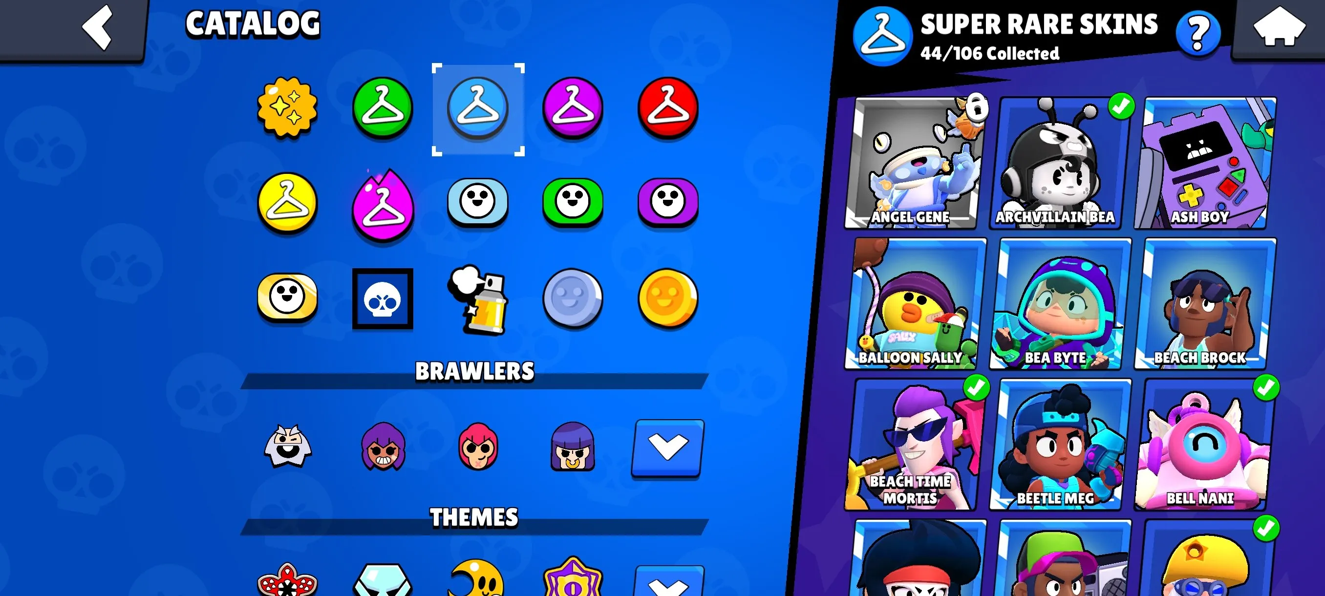 BS1889 24850 Trophies 63 Brawlers 137 Skins 7-11 Strength Hypercharged Shelly Mortis Fang 44 Rare 44 Super Rare 41 Epic 4 