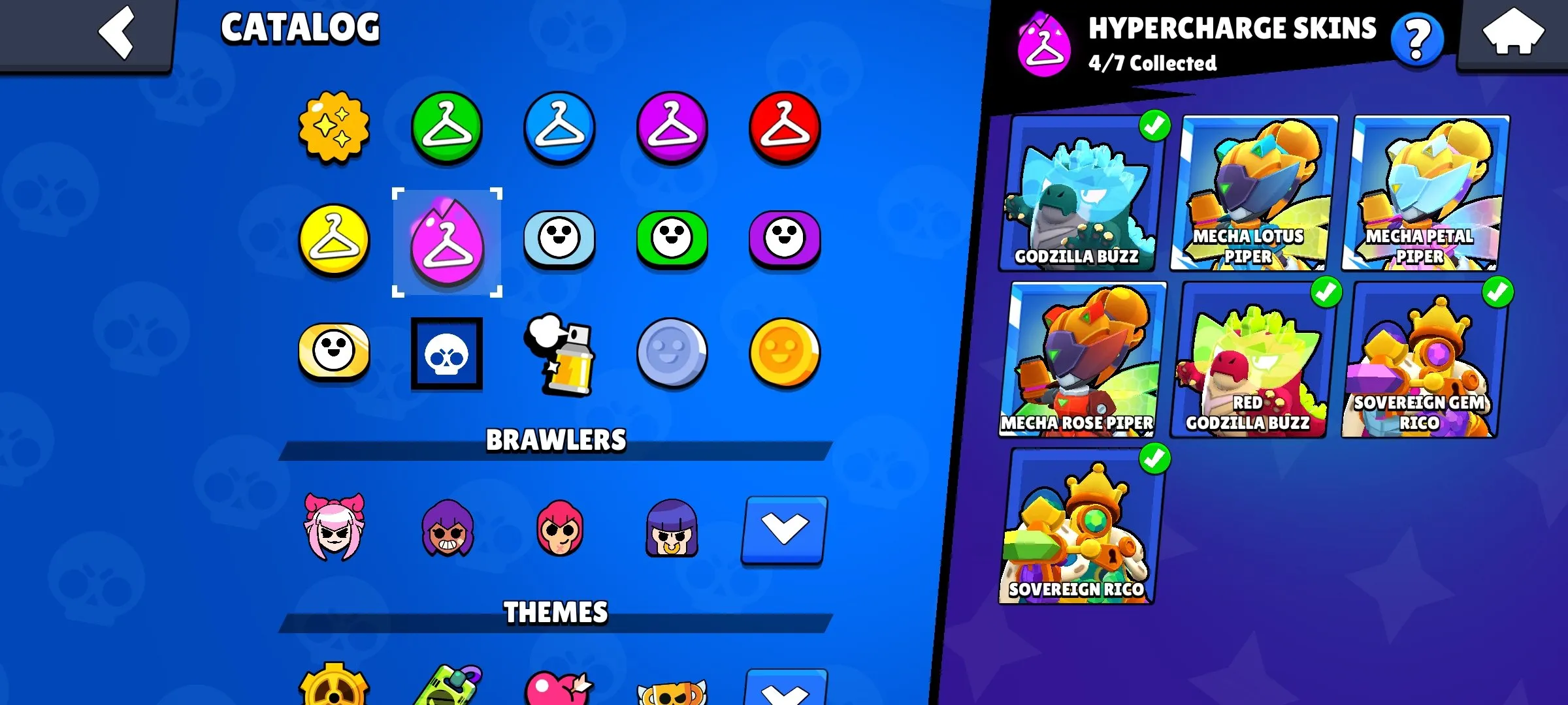 BS1932 High Level 73 Account 35168 Trophies 79 Brawlers 183 Skins Godzilla Buzz Red Godzilla Buzz Mecha Lotus Piper Mecha Petal Piper Mecha Rose Piper Sovereign Gem Rico.