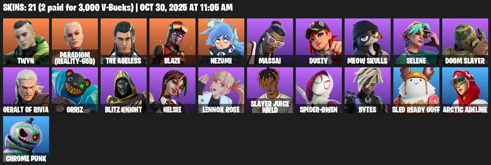 F1258 Level 980, 800 VBucks, 22 Skins, 49 Pickaxes, 40 Emotes, 46 Gliders, Email Changeable (G)