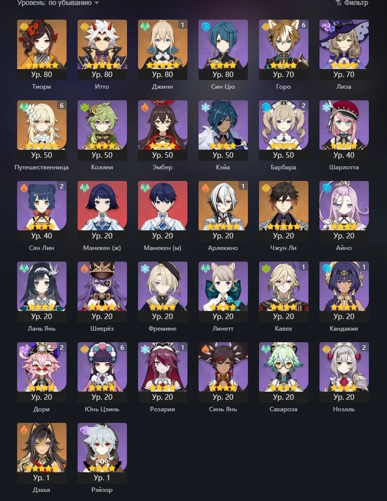 GI1213 Arlecchino C1 + Scarlet Moon, Chiori + Uraku Misugiri, Itto + Redhorn, Zhongli, Jean C1, Dehya 
