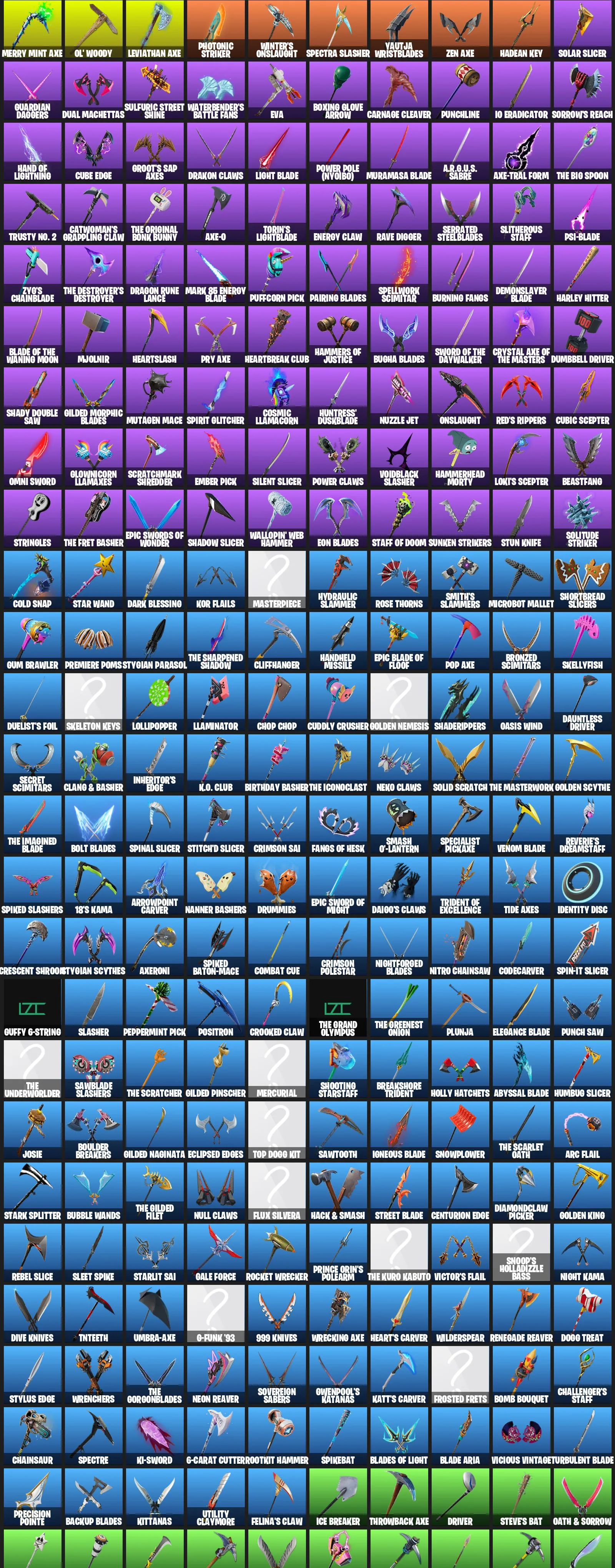 F845 347 Skins + Travis Scott, Elite Agent, Merry Mint Axe, Take The L, Otlega, 271 Pickaxes, 168 Gliders