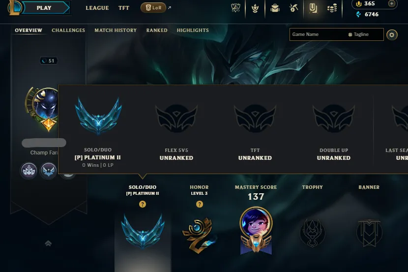 🔥LVL51 Platinum 2 (0W/1L in Placements) Handleveled💎40Champs 6Skins 6K BE⭐Name Changeable✅Lifetime Ownership Guarantee - Never Taken Back