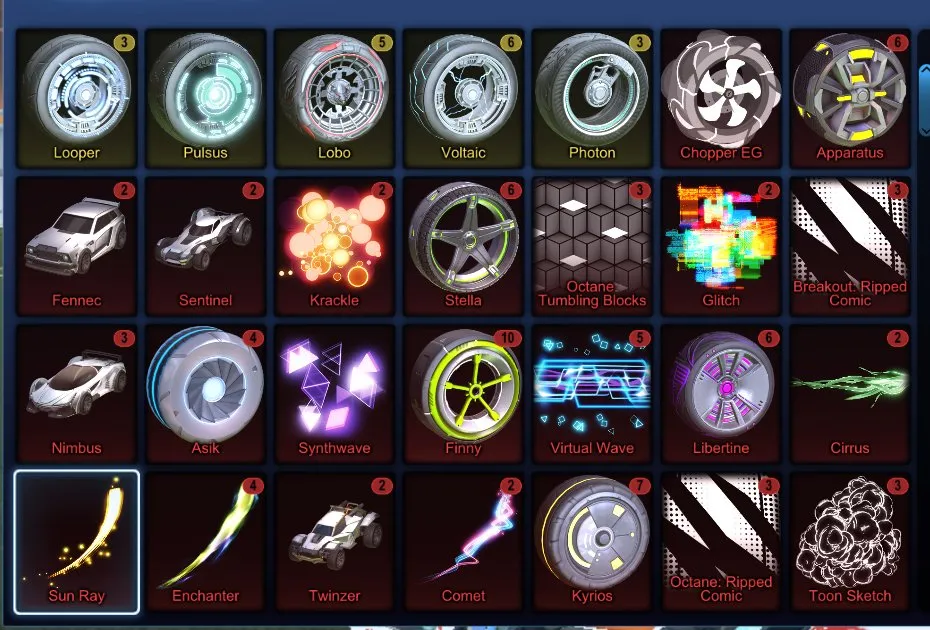 STOCK443 //Fennec, Black Standard Boost, 63 Cars, 38 Black Market, Painted Hotshot, Paladin, Voltaic, Lobo, Finny, Party Time, Mainframe