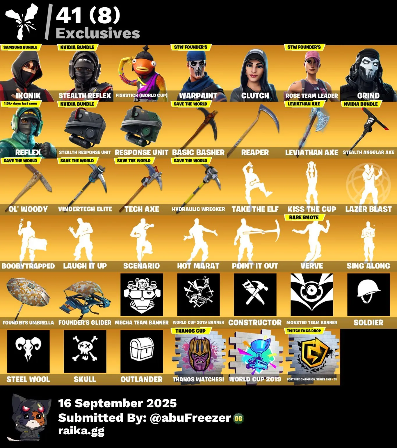 F851 125 Skins: Psych (Borderlands), Idol, Ikonik, Stealth Reflex, Warpaint, STW Founder’s, Mandalorian & More (G)