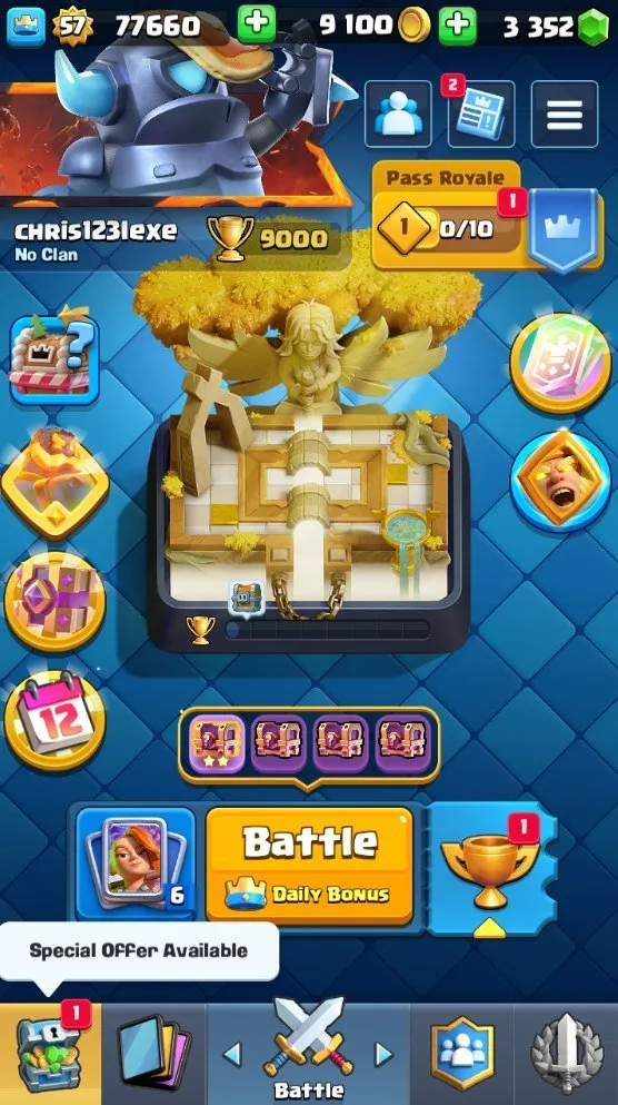 CR547 Maxed Valkyrie Deck 9k Trophies, Level 57, 2 Level 16 Cards, 21 Level 14 Cards, 11 Evolutions, 88 Emotes, 3352 Gems, 9100 Gold, Arena 23