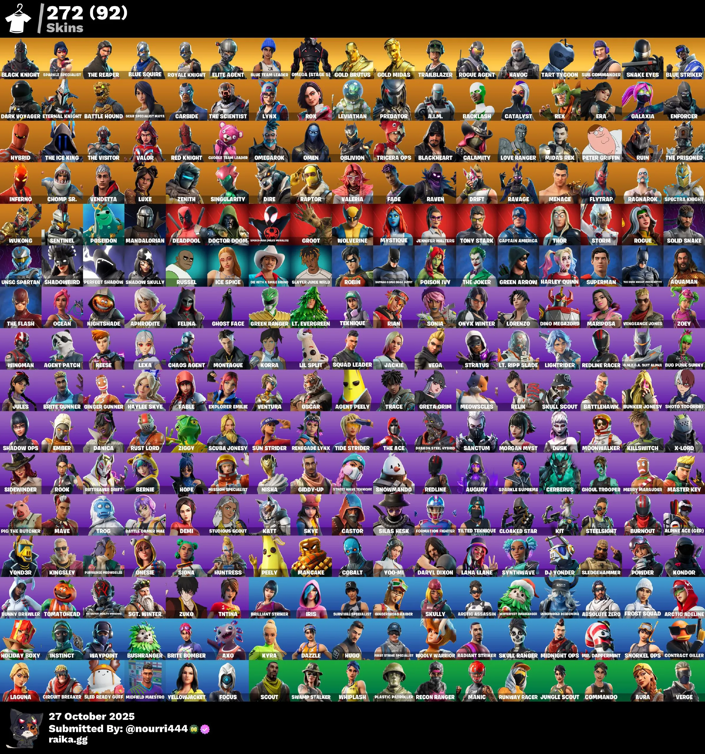 [PC,XBOX] 272 skins | Black Knight | Sparkle Specialist | The Reaper | Blue Squire | Royale Knight | Elite Agent | Blue Team Leader | Omega (stage 5) | 100 VB