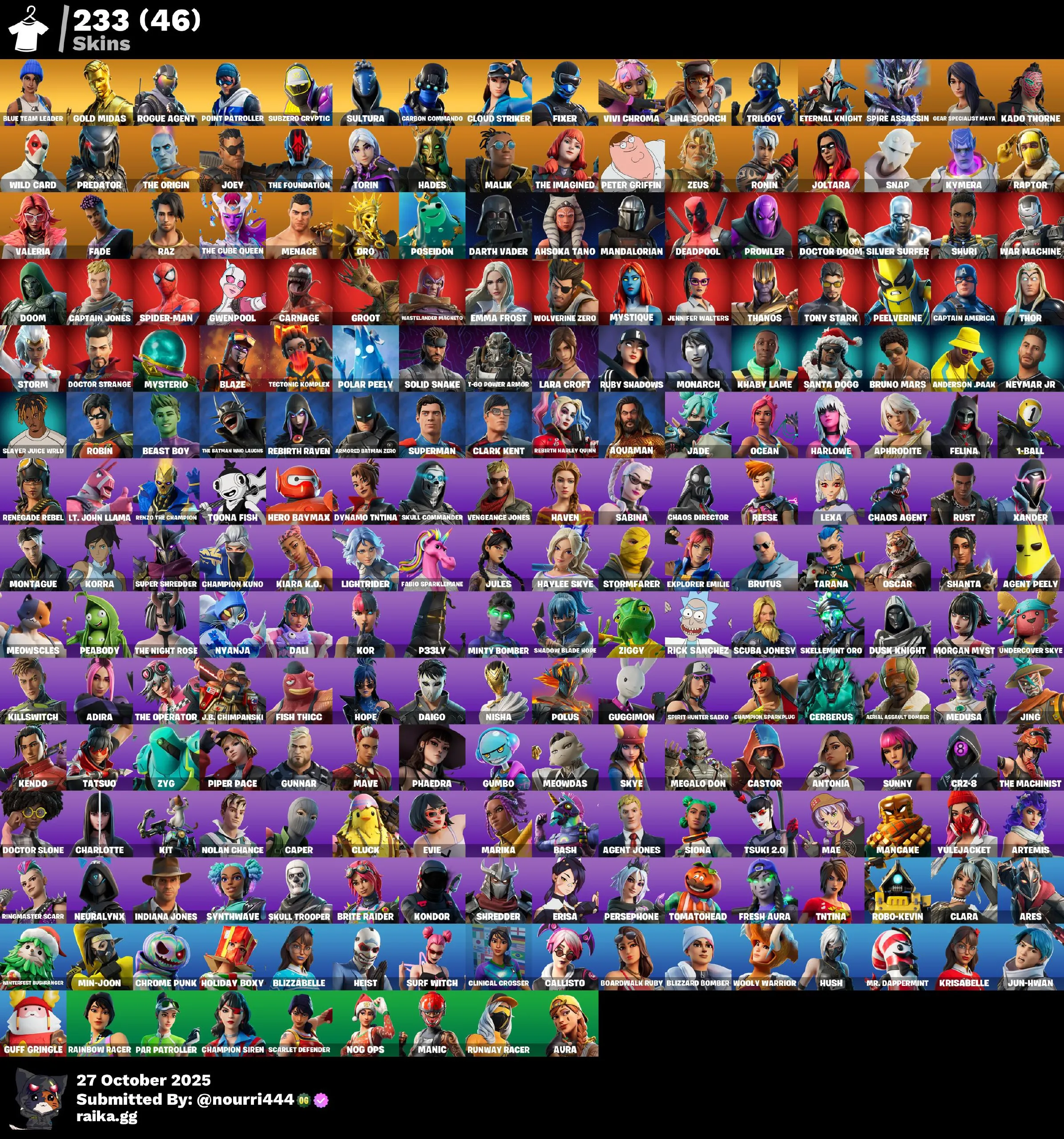 [PC,XBOX,PSN] 233 skins | Blue Team Leader | Gold Midas | Rogue Agent | Point Patroller | Subzero Cryptic | Sultura | Carbon Commando | Cloud Striker | Fixer | 300 VB