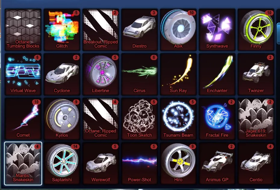 STOCK491 // Luxury Account – Titanium White Octane, Fennec, Black & Titanium White Tactical Nuke, Black & Titanium White Apex, 200