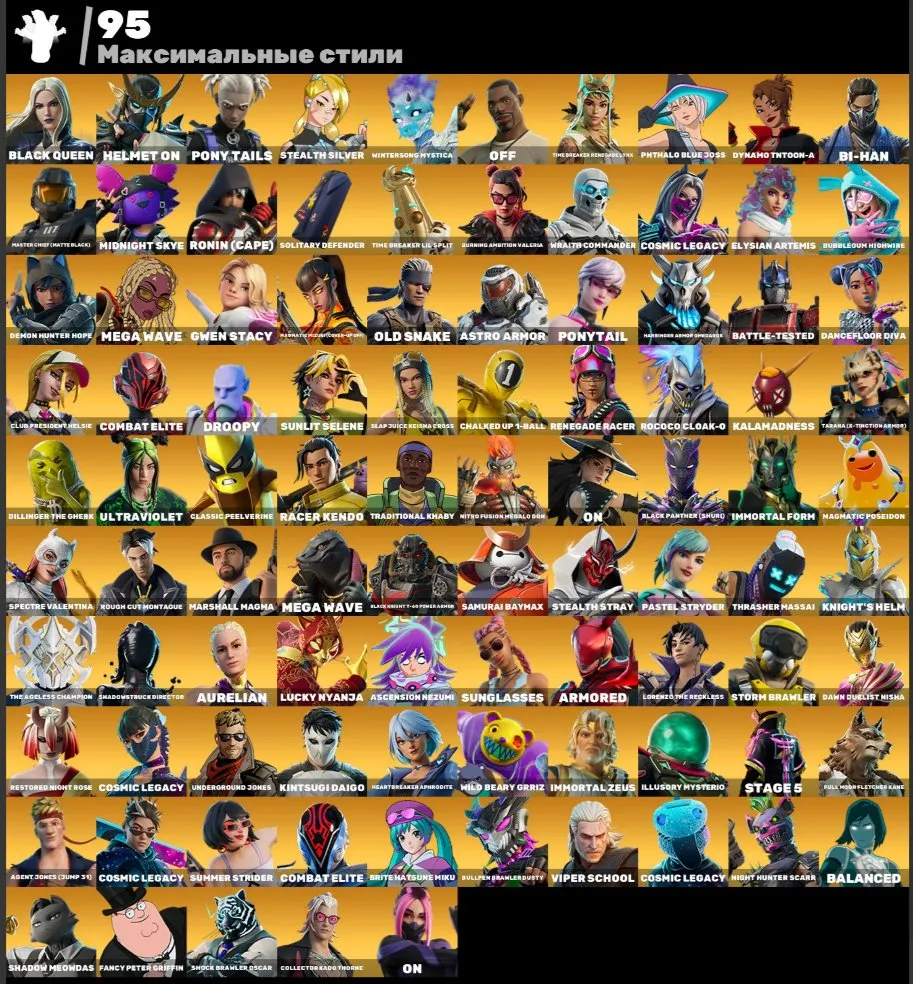 F930 Main Hunter, Naruto, Renegade Agent, Snowboarder, Master Chief (Matte Black), Exclusive Collection, 337 Skins 