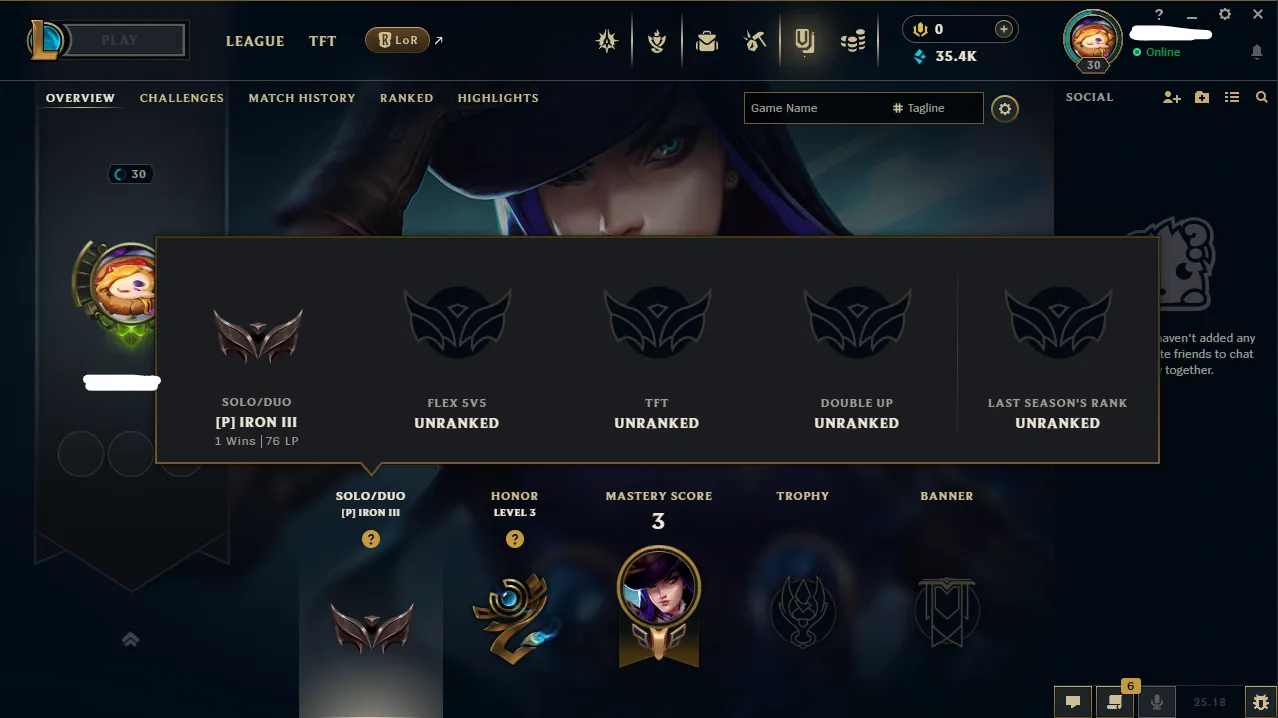 【 OCE 】∙ Iron III Smurf ⚡ 60% Win Rate 💎 45K BE ⭐ 7 Skin Shards ✅ Changeable Name ✅ Unverified Email ⸱ 🚚 Instant Delivery