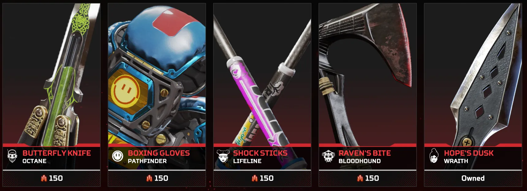 AP707 // 3 Heirloom Wraith Loba Revenant Showstoppers Garra De Lanza Suzuki Twin Blade Energy Reader Rift Walker Bootlegger Problem Solver Dead Curve Cold Steel War Club Death Hammer 68 Lvl Rookie