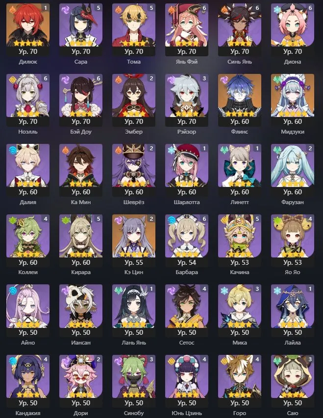 GI986 AR60 Lumine with Neuvillette, Ganyu, Raiden, Hu Tao, Nahida, Amos Bow, Wolf’s Gravestone and strong 5-star roster