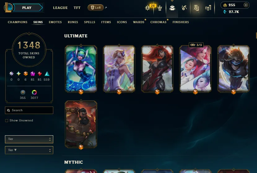 RIOT ACCOUNT!💥LVL143 Master 400LP Handleveled🐦‍🔥1348 Skins - Pax Sivir, Black Alistar & All Rare Skins✅Full Ownership Transfer - Never Taken Back