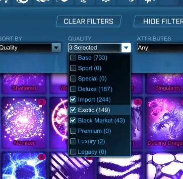 STOCK573 //Fennec, Dominus, Titanium White Standard, 43 Black Markets, 91 Painted Cars