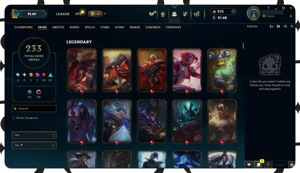 🌍【EUW】🔥 All Champs ✅ | 🎖️ Level 488 | 🎨 233 Skins | 💙 21K BE | 💎 273 RP | 🧙‍♂️ 49 Wards | 🌈 58 Chromas | 🔐 Full Access 🔥