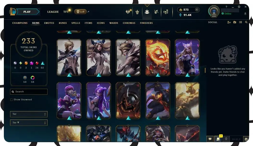 🌍【EUW】🔥 All Champs ✅ | 🎖️ Level 488 | 🎨 233 Skins | 💙 21K BE | 💎 273 RP | 🧙‍♂️ 49 Wards | 🌈 58 Chromas | 🔐 Full Access 🔥