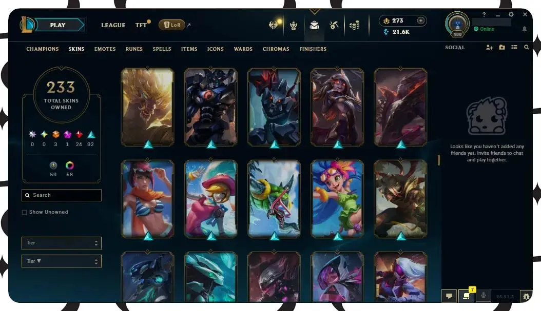 🌍【EUW】🔥 All Champs ✅ | 🎖️ Level 488 | 🎨 233 Skins | 💙 21K BE | 💎 273 RP | 🧙‍♂️ 49 Wards | 🌈 58 Chromas | 🔐 Full Access 🔥