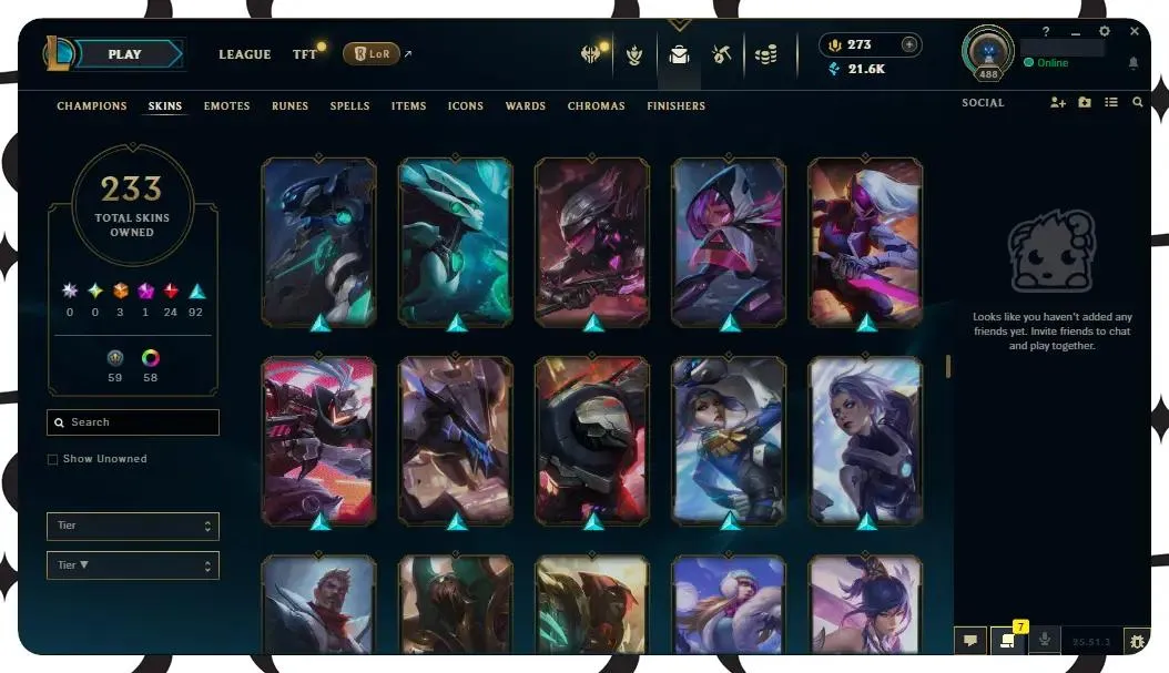 🌍【EUW】🔥 All Champs ✅ | 🎖️ Level 488 | 🎨 233 Skins | 💙 21K BE | 💎 273 RP | 🧙‍♂️ 49 Wards | 🌈 58 Chromas | 🔐 Full Access 🔥