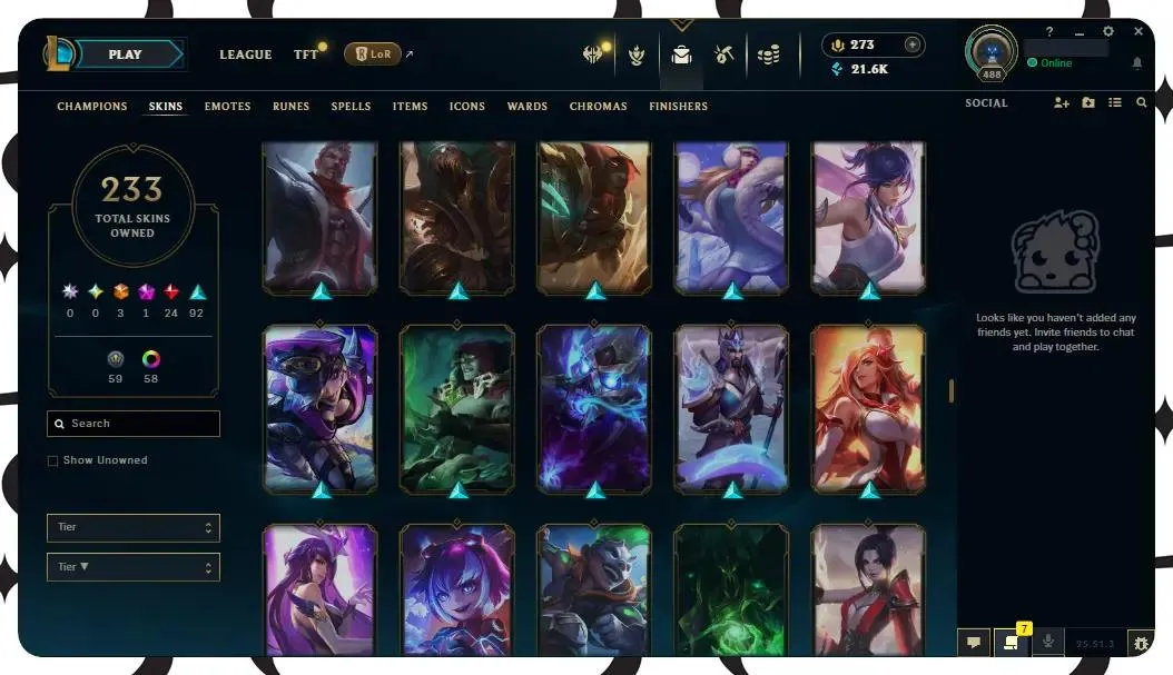 🌍【EUW】🔥 All Champs ✅ | 🎖️ Level 488 | 🎨 233 Skins | 💙 21K BE | 💎 273 RP | 🧙‍♂️ 49 Wards | 🌈 58 Chromas | 🔐 Full Access 🔥