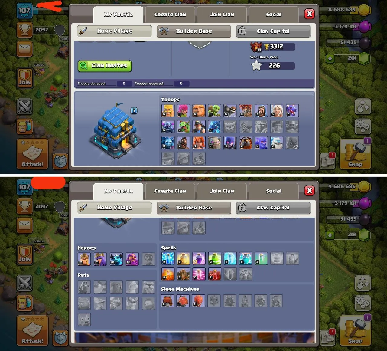 DECENT TH12 | 3312 ATB | GUD DEFENCES | MANY MAGIC ITEMS| HEORES 32-37-20-18 | INSTANT DELIVERY