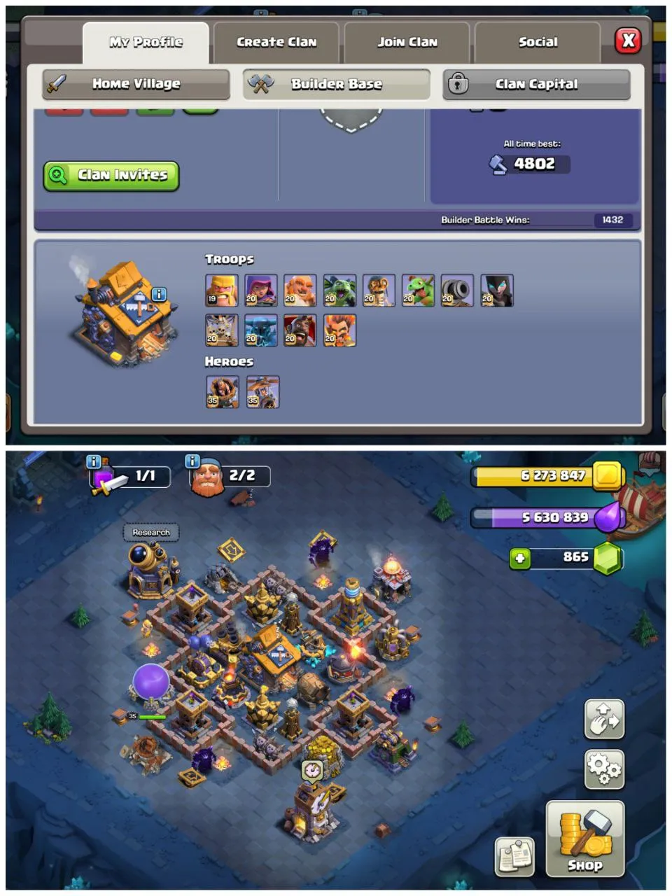 TH14 NEAR MAX | 3687 ATB | GUD DEFENCES | EPIC EQUIPMENTS | MAGIC ITEMS |NIGHT BASE MAX |HEORES 73-80-53-55-30 | INSTANT DELIVERY