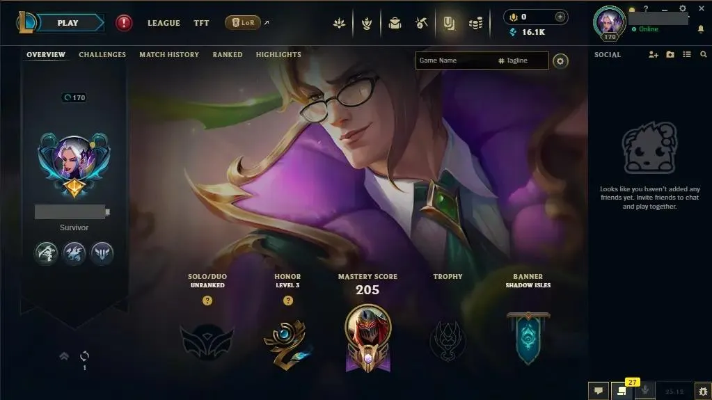 【EUW】✅ Handmade | Unranked | 🧙‍♂️ 86 Champs | 🎨 25 Skins | 🎖️ Level 170 | 💠 16124 BE | 🔐 Full Access | ⚡ Instant Delivery #0472