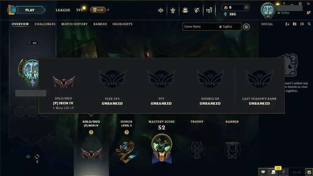 【EUW】✅ S15 Iron IV (50 LP) | lv 40 ⭐ 30 Champs 🔵 365 BE ⭐ EUW	 Iron league of legends account for sale