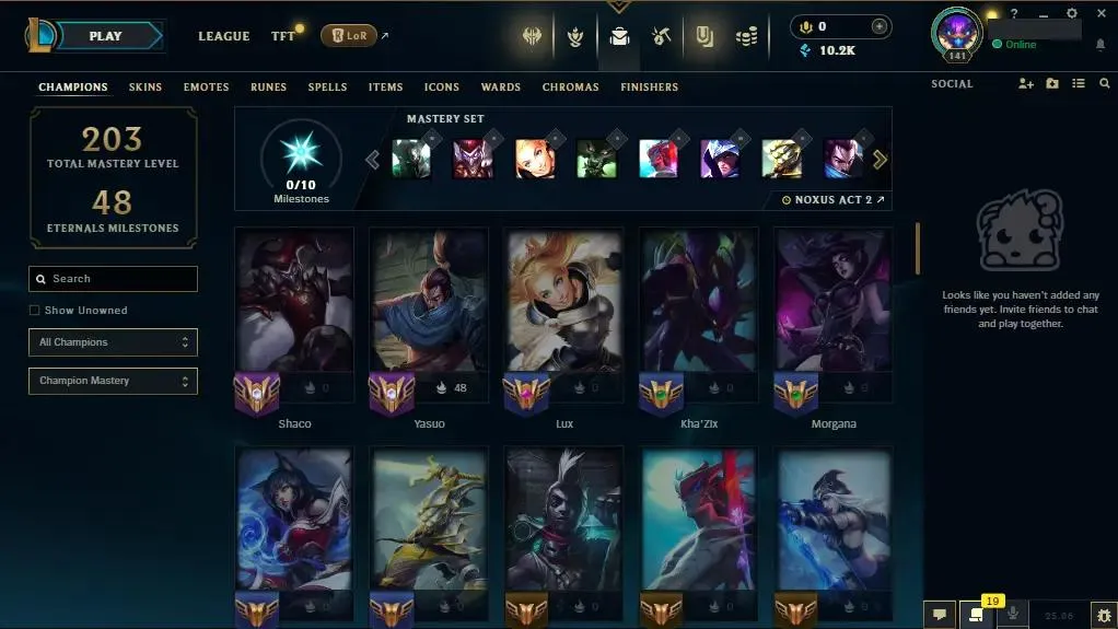 【EUW】75 Champions |  ✅ Level 141 | 🤩 18 Skins | 🔵 10260 BE | 🟠 2617 OE | 🔑 15 Keys ⸱ EUW league of legends account for sale