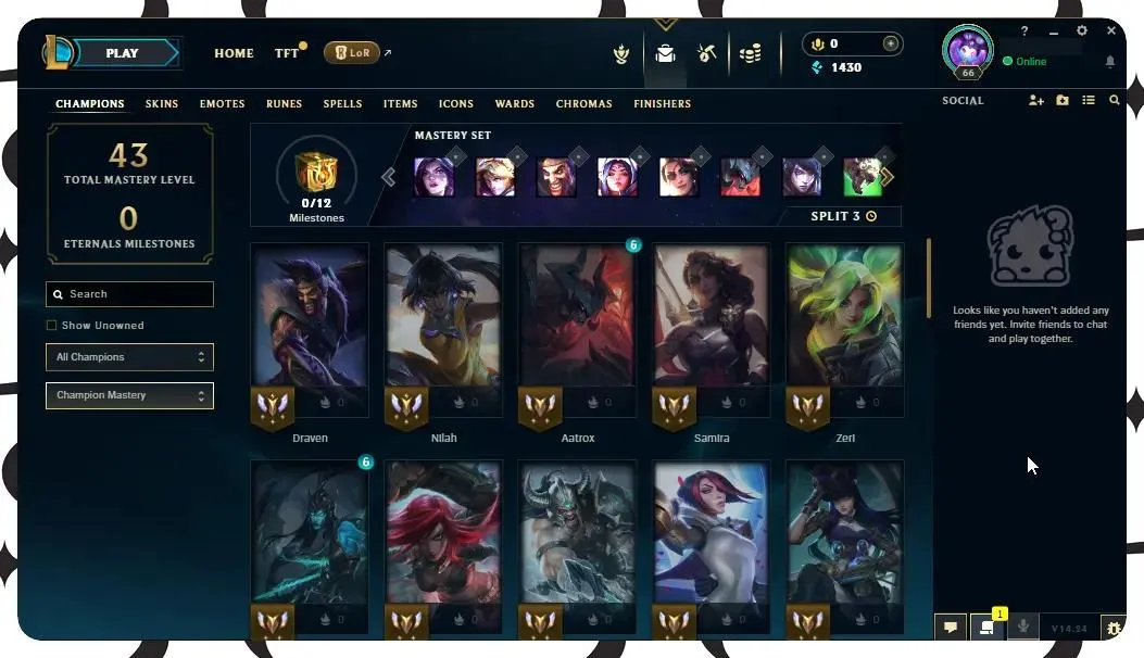 🔥 EUW | 🔵 Unranked | 🟡 Level 66 | 🟢 48 Champions | 💰 1430 BE | 🟣 5 Skins | 🟠 4950 OE | 🗝️ 15 Keys | Full Access][ Perfect for Smurfs / LOL Account for Sale]