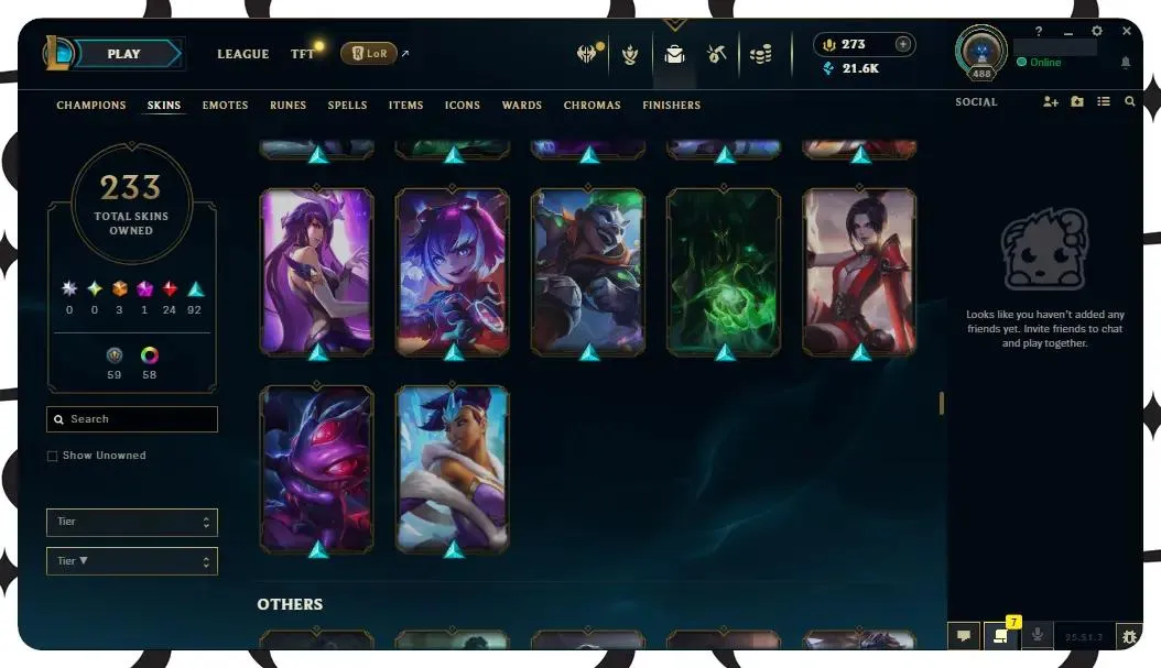 🌍【EUW】🔥 All Champs ✅ | 🎖️ Level 488 | 🎨 233 Skins | 💙 21K BE | 💎 273 RP | 🧙‍♂️ 49 Wards | 🌈 58 Chromas | 🔐 Full Access 🔥