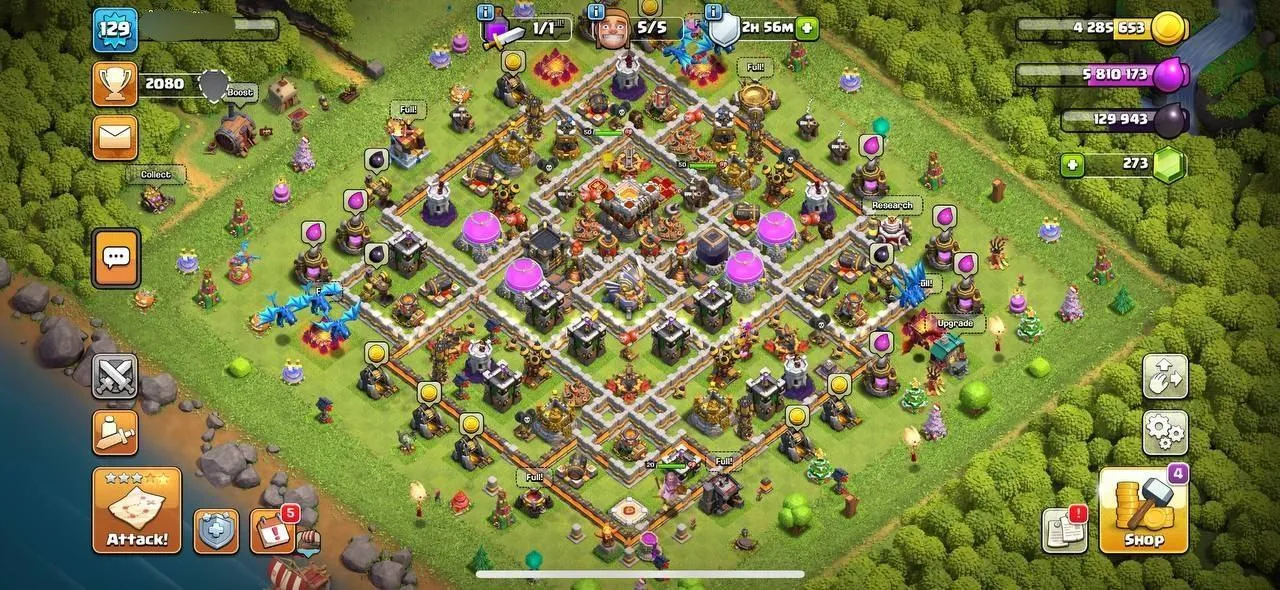 TH11 NEAR MAX⚡️273 GEMS⚡️HEROS MAX⚡️HERO-50-50-20⚡️OP PROFILE⚡️OP DEFENCE⚡️XP-129⚡️MAGIC ITEMS OP⚡️BH OP⚡️CHEAP⚡️